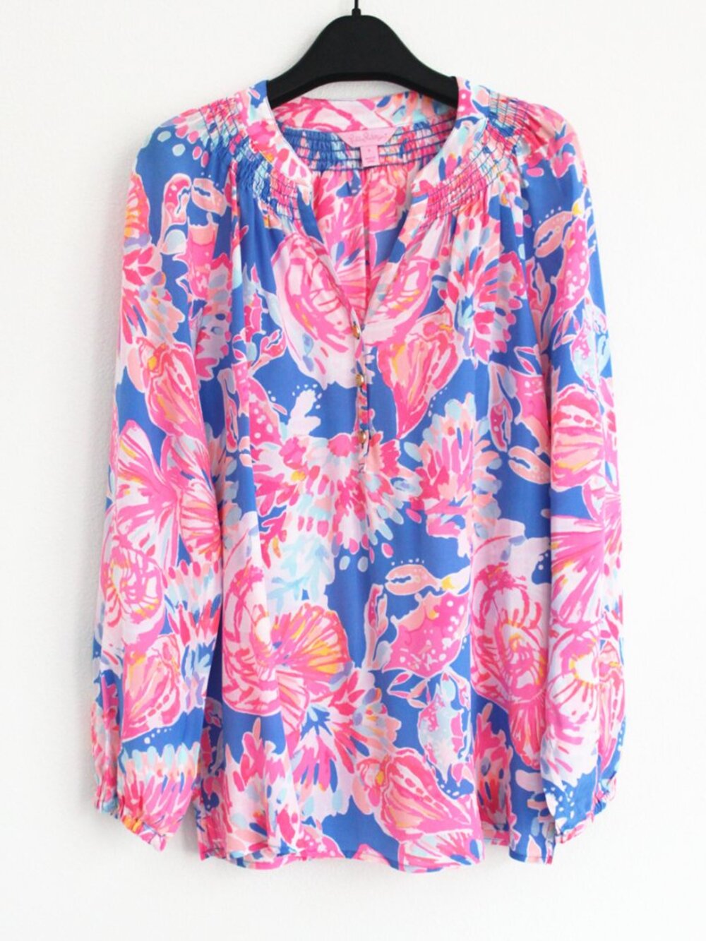 NEW Lilly Pulitzer Elsa Top Bay Dreamin Silk Blouse, Size XS